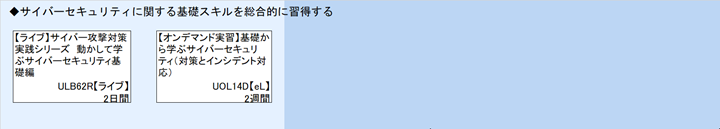 ◆サイバーセキュリティに関する基礎スキルを総合的に習得する
