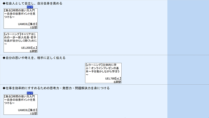 ◆社会人として自立し、自分自身を高める\n◆自分の思いや考えを、相手に正しく伝える\n◆仕事を効率的にすすめるための思考力・発想力・問題解決力を身につける