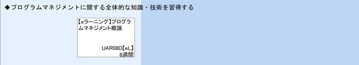 ◆プログラムマネジメントに関する全体的な知識・技術を習得する\n【】