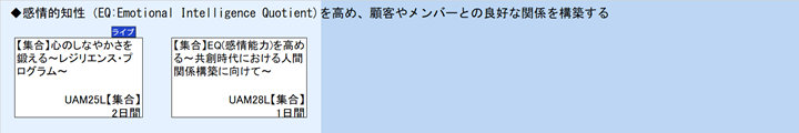 ◆感情的知性（EQ:Emotional Intelligence Quotient)を高め、顧客やメンバーとの良好な関係を構築する